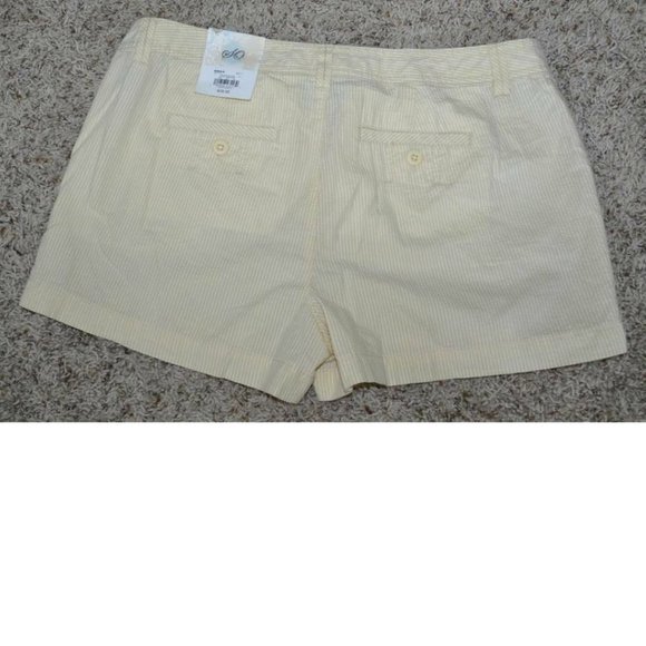 Womens Cotton Shorts SO Yellow Striped sz 5 Lowrise Button Tab Summer Jr Girls - Picture 2 of 2